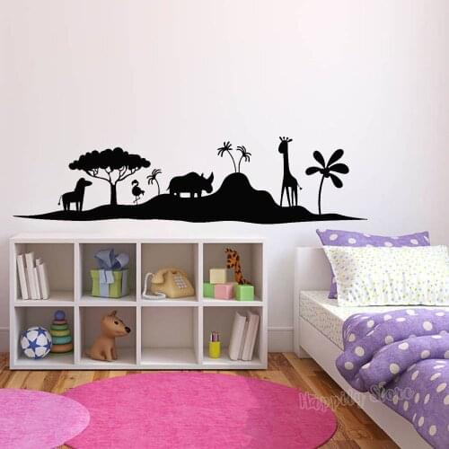 Vinyl Wall Decal African Landscape Wild Animals Stickers for Child Room Little Girls Boys Bedroom Decor Mural Wall Sticker G899
