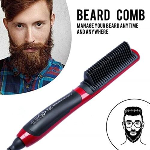 2019 Beard Hair Straightener Professional Mini Hair Straightening Comb Electric Fast Heating Ceramic Hair Brush Styling Tool
