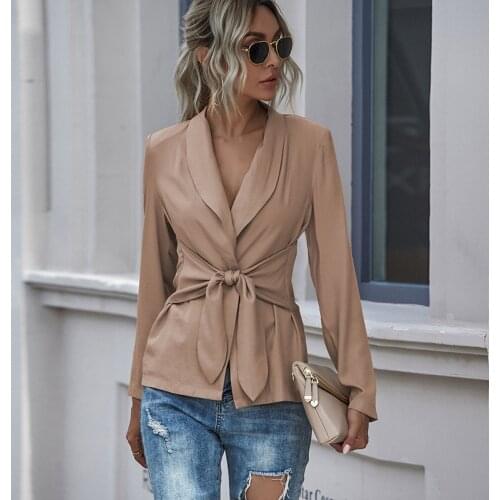 DIFIUPAI Casual Slim Temperament V-Neck Suit Long Sleeve Autumn Coats Women Blazer Pure Color Femme Streetwear
