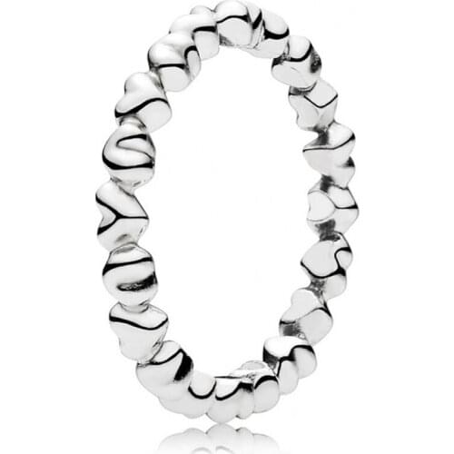 Authentic 925 Sterling Silver Forever Love Heart Fashion Ring For Pandora Women Bead Charm Gift DIY Jewelry