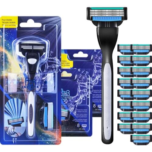 1Handle +18 Blades Shaving Razor Blade For Men 4 Layers High Quality Stainless Steel Manual Shave Razors Compatible Mach Handle