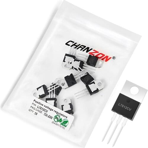 10Pcs L7812CV TO-220 L7812 Three-Terminal Voltage Regulator Transistor Bipolar Junction BJT Tube Fets 12V Integrated Circuits