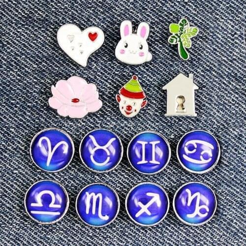 10pcs/lot Cartoon Rabbit Basketball Enamel Brooch 12 constellations Pins Jewelry LSSBH232-474