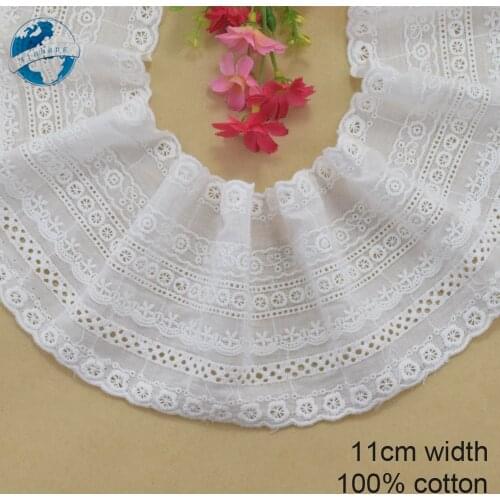 11cm white 100% cotton embroidery lace french lace ribbon fabric guipure diy trims warp knitting sewing Accessories#3761