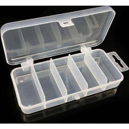 13.3 x 6.2 x 2.5cm 5 Compartments Multifunctional Fish Tackle Box for Fishing Lures Hooks Other Tools Jewelries Storage