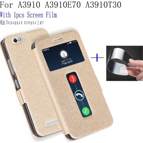 2pcs Phone case For Lenovo A3910 shell case open window PU leather case For Lenovo A3910E70 A3910T30 Flip case back cover