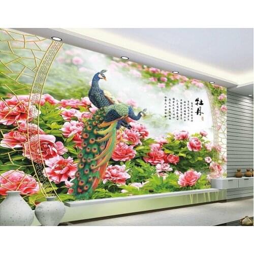 Peony 3d walllaper flowers 3d wallpaper TV background wallpaper the living room sofa backdrop mural