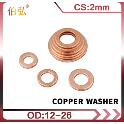 5Pcs DIN7603 M6 M8 M10 M12 M14 M16 M18 M20 T3 O Ring Gasket Sealing Ring Copper Washer Boat Crush Washer Flat Seal Ring Fitting