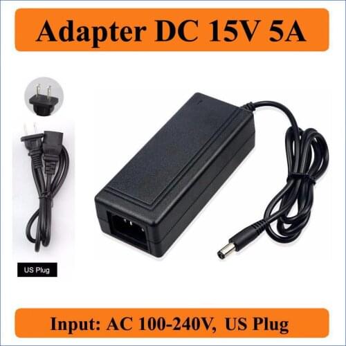 15V 5A US Plug AC DC Adapter New 2.1-2.5x5.5mm Jack Plug AC 100-240V Adaptor to DC 15V 5000mA 75W Power Supply Adapters Charger