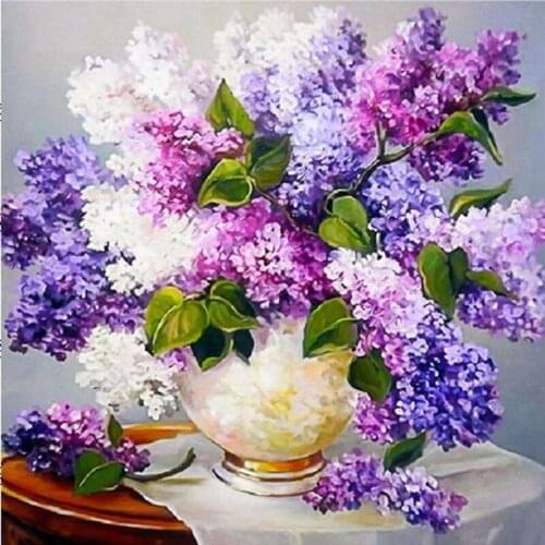 Lavender 5D DIY diamond Painting flowers 3D Cross Stitch diamond embroidery mosaic diamonds wall stickers home decor vase