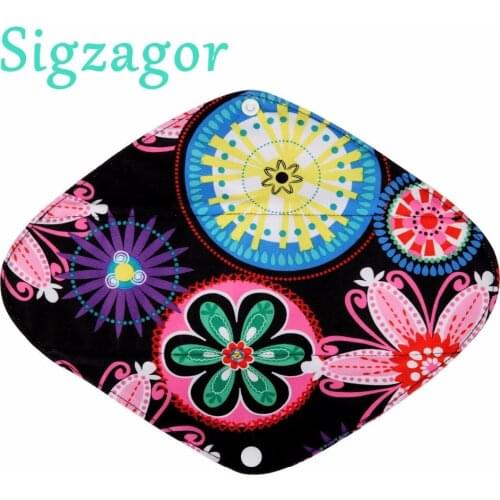 [Sigzagor]1 Large L Heavy Bamboo CHARCOAL Mama Cloth Pad Menstrual Sanitary Pad Reusable Washable 12in/30cm Heavy Flow,22 Design