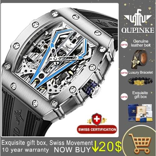 OUPINKE Top Brand Luxury Men Mechanical Automatic Watches Swiss Movement Waterproof Sapphire Mirror Men Automaitc Watches