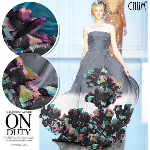 CNUM SC114 100% Silk Chiffon/ Beautiful Stone Shadow /Silk Fabric Transparent/ Width1.48yd Thickness 6mm