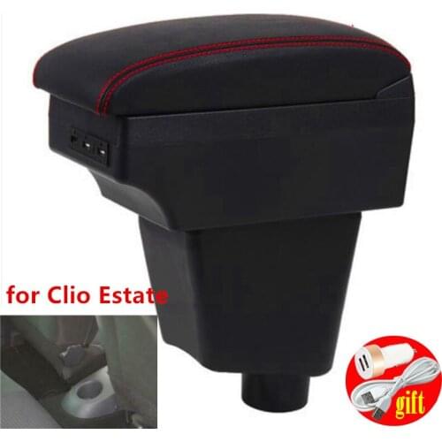 For Clio Estate armrest box Center Storage box car accessories Interior with USB LED