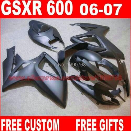 ABS Fairing kit for SUZUKI K6 GSX-R 600/750 06 07 all matte black motorcycle fairings set gsx-r600 2006 GSX-R750 2007 HV67