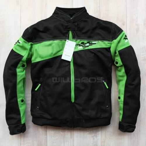 Summer Mesh Jacket For Kawasaki Motorcycle Motorbike Motocross Racing Textile Mens Black Green Jackets With Protector