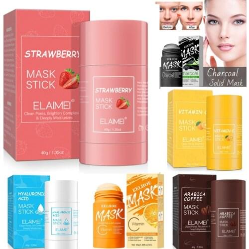 VitaminC Solid Mask Oil Control Deep Cleansing Blackhead Remove Anti-Acne For Face Purifying Clay Stick Green Tea Mask Skin Care