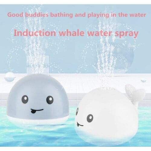 Cute Cartoons Infant Childrens Electric Induction Sprinkler Water Spray Lamp Ball Baby Bath Toy Kids Music Water Game Toys