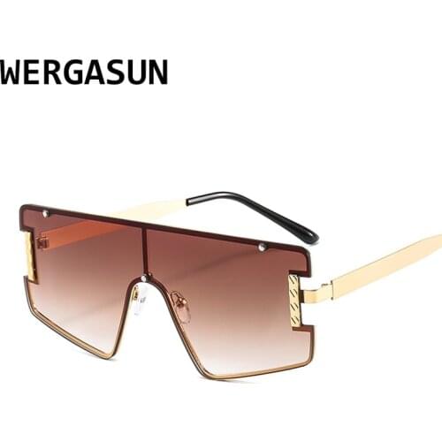 WERGASUN Fashion Sunglasses Women Brand Designer Oversized Gradient Glasses One Piece Sun Glasses New Style Shades UV400