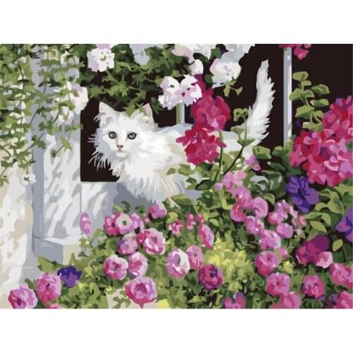 Flower Cats Animal DIY Embroidery Cross Stitch 11CT Kits Needlework Craft Set Cotton Thread Printed Canvas Home Sale