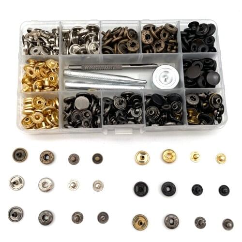 Leather Snap Fasteners Kit 12.5mm Metal Button Snaps Press Studs 4 Installation Tools Leather Snaps for Clothes Jackets