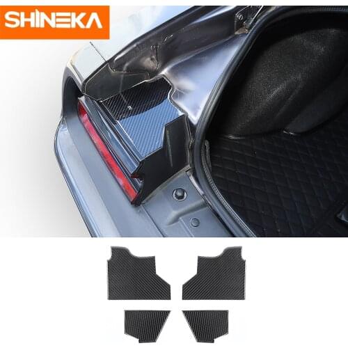 SHINEKA Carbon Fiber Stickers For Dodge Challenger 2015 Car Trunk Buffer Cover Protection Accessories For Dodge Challenger 2015