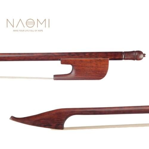 NAOMI 4/4 Size Snakewood Cello Bow Baroque Style Bow W/ Snakewood Frog White Horsehair Well Balance