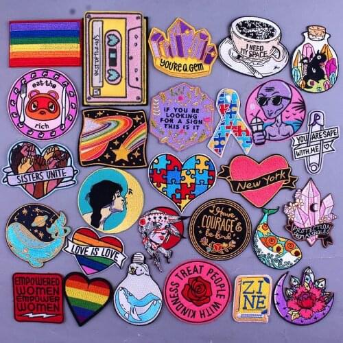 Nirvana Patch Hippie Letter Embroidered Patches For Clothing Gay Pride Stickers Lgbt Patches On Clothes Applique Iron On Patch