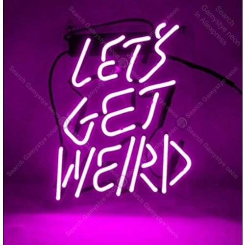 Purple 'Lets Get Weird' Real Glass For Gift Or Home Bedroom Beer Pub Decor Neon Light Signs Bright Iconic Sign Neon Light Art
