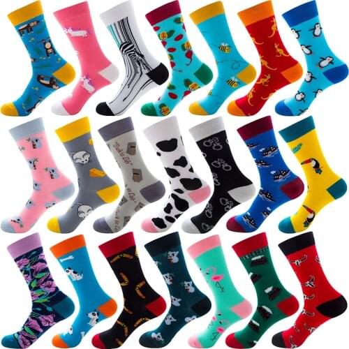 1 pair Female socks cotton funny crew socks cartoon animal fruit dog kangaroo sloth women socks novelty socks for autumn winter