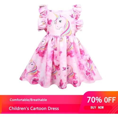 2021 New Dumbo Unicorn Princess Frog Girls Child Dresses Girls Kids Costume Princess Mulan Dresses Kids Cartoon Dress