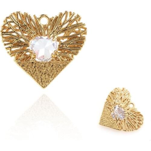 Micropavé CZ Heart Pendant, Diamond-like Exquisite Love Necklace, Branch-wound Jewelry, DIY Jewelry Accessories 17.7x19.7x3.4mm