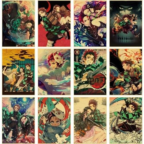 Full Drill Diamond Painting Anime Cartoon Ghost Slayer Poster Anime Characters Diamond Embroidery Mosaic Cross Stitch Kits Gift