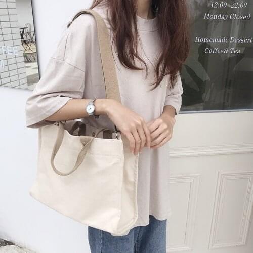 Casual Cotton Cloth Shopping Girls School Crossbody Bags Women Canvas Tote Shoulder Bag Female Large Capacity Simple Handbags