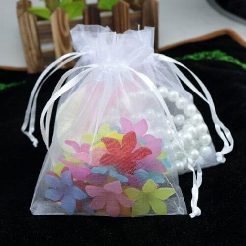 Clear White Drawstring Organza Bags 7x9cm 100pcs/lot Wedding Jewelry Gift Bags for Candy Packaging Organza Bags Pouch Wholesale