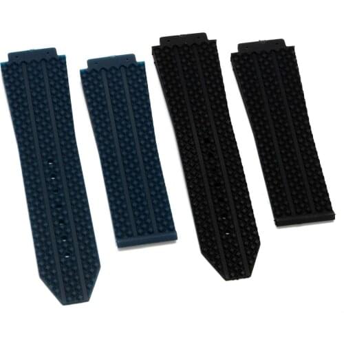 25mmx192mm Replacement Watchband Black Blue Sports Silicone Rubber Watch Band Strap For Hubolt For BigBnag New