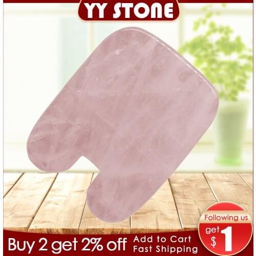 Rose quartz Massage scraper Natural Rose Quartz Guasha Scraping Beauty Kit Simming Arm Leg V Facial Plate acpoint press