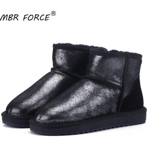 MBR FORCE New Australian classic womens boots cowhide leather wool lining ladies winter warm snow boots winter womens shoes