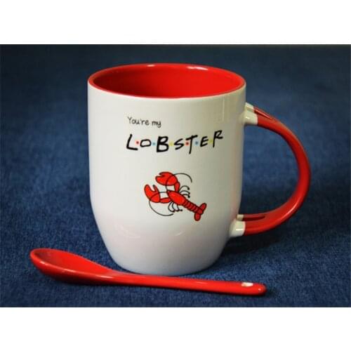 TV Series Friends Ross You are My Lobster Ceramic Coffee Mug Cup With Spoon Halloween Cosplay Milk Tea Cup Mug Christmas Gift