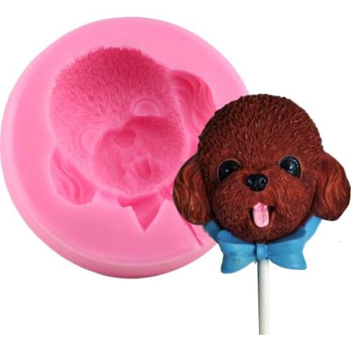 3D Dog Silicone Mold Lollipop Candy Fondant Molds Cupcake Topper Cake Decorating Tools Polymer Clay Chocolate Gumpaste Moulds