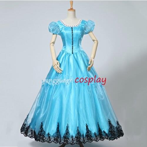 Tim Burtons Alice Blue Dress costume adult for Wonderland Cosplay costume custom made