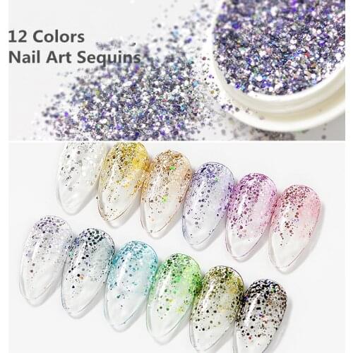 1 Box Sparkles Nail Glitter Mix Nail Art Powder Sequins Flakes Set Mermaid Holographic Decorations Manicure Chrome Pigment