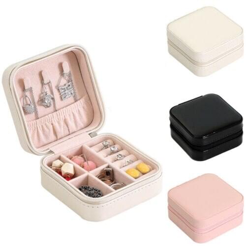 1X Mini Jewelry Ring Box Cabinet Armoire Portable Organizer Case Travel Storage