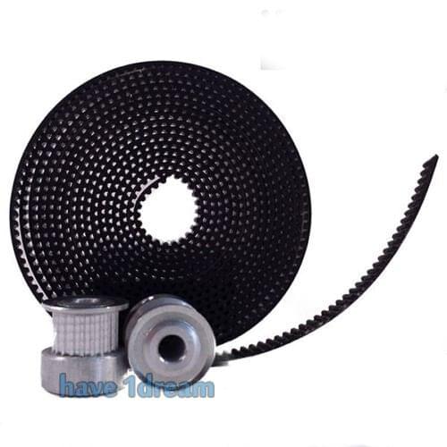 2Pcs GT2 20 tooth Timing Pulleys + 2 Meters Of GT2 Belt 3D Printing CNC Reprap