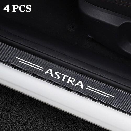 4pcs Front Rear Door Sill Protector Decor Sticker 3D Entry Threshold Kick Plate Guard Strip Anti-scratch For OPEL VAUXHALL ASTRA