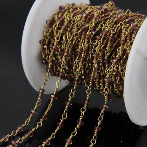 5Meter Purple glass beads Faceted Rondelle Chains,Wire Wrapped Rosary Chain Women Necklace Jewelry making,small size 2x3mm