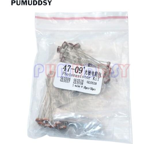 50PCS(5value*10pcs) LDR Photoresistor Diy Kit For GL5506 GL5516 GL5528 GL5537 GL5539