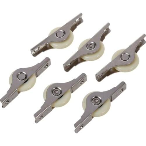 6PCS White Doors Window Single Nylon Sliding Roller Pulley Wheel 62mm Length