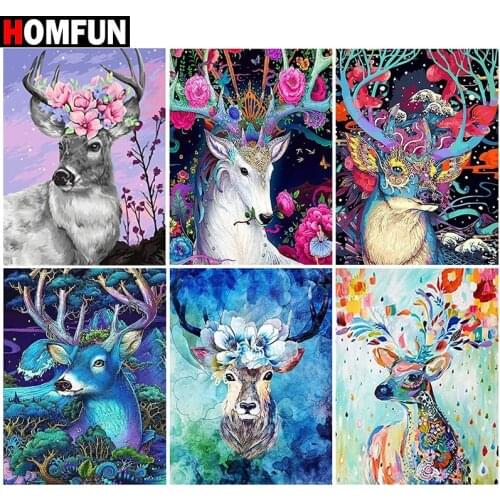 HOMFUN 3D Diamond Painting "Animal deer scenery" DIY Full Rhinestones Drill Cross-stitch Kits Square Round Diamond Embroidery