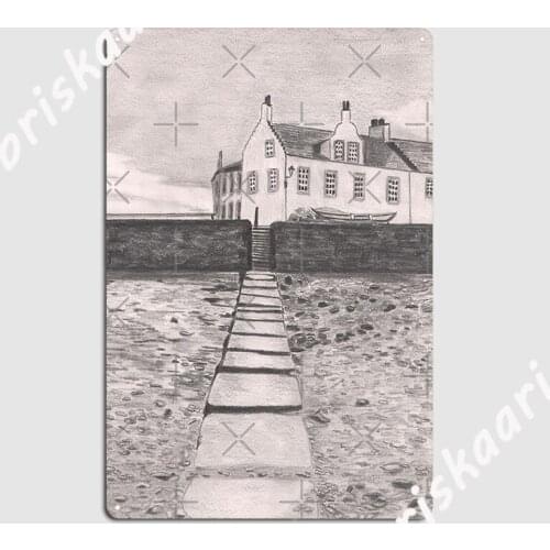 Anstruther Stepping Stones Pencil Sketch Metal Sign Wall Plaque Printing Mural Club Home Tin sign Posters